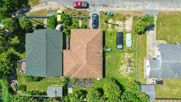 an aerial view of a house