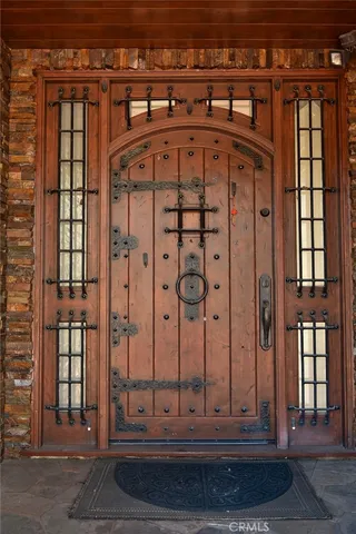 a view of a building with entrance gate
