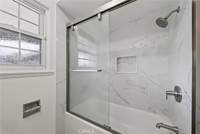 a bathroom with a bathtub