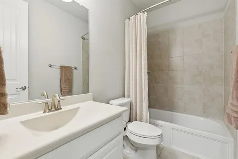 a bathroom with a sink a toilet and a large mirror