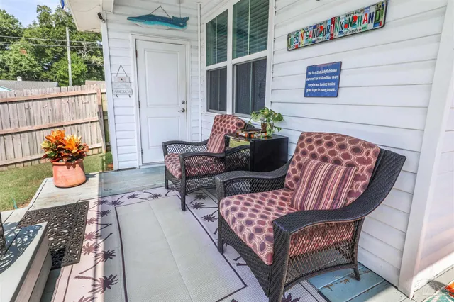 a building outdoor space with patio furniture