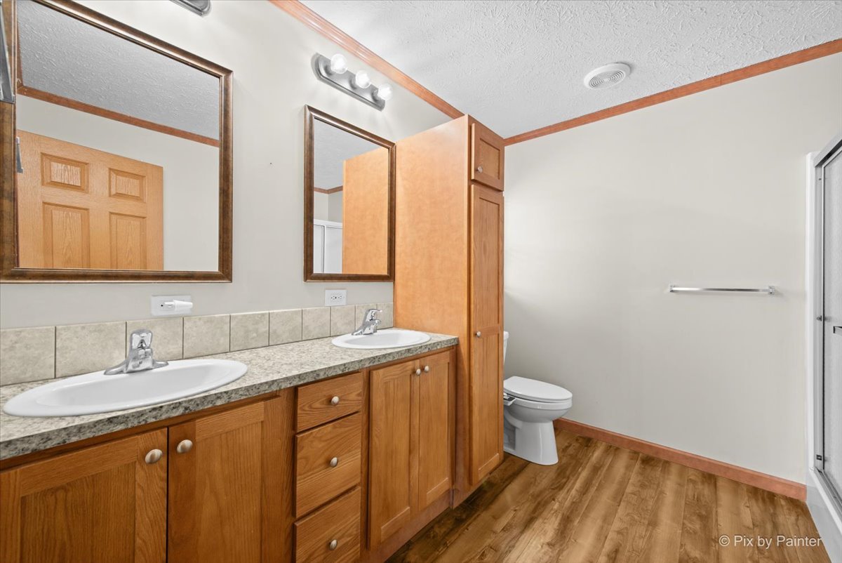 173 Northshore Road Elgin, IL 60123 - Photo 15 of 32 a bathroom with a double vanity sink and a toilet