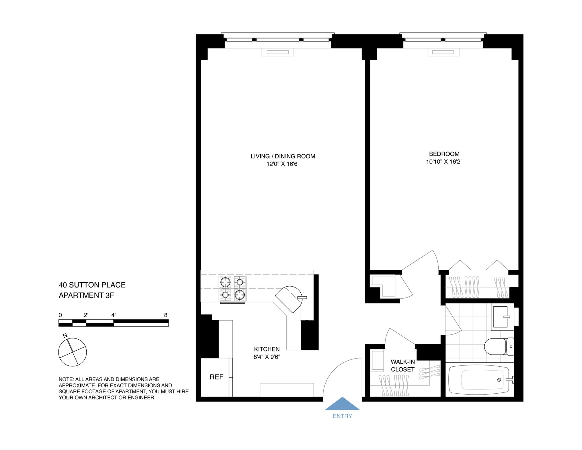 40 Sutton Place, Unit 3F Manhattan, NY 10022 - Photo 9 of 9 a picture of floor plan