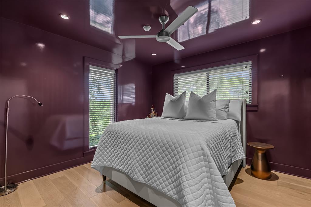 6117 Merrymount Road Westover Hills, TX 76107 - Photo 28 of 39 Bedroom featuring ceiling fan, light wood finished floors, and recessed lighting