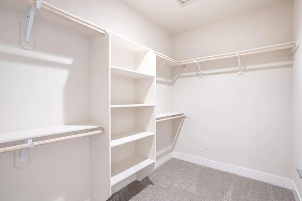 a view of an empty walk in closet