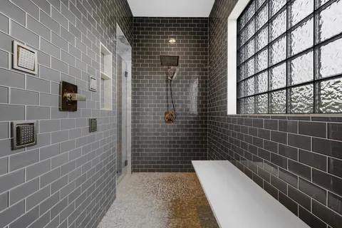 a bathroom with a shower