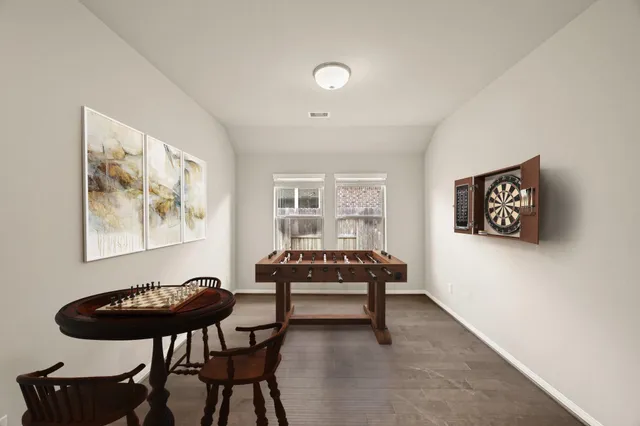 an empty room with windows