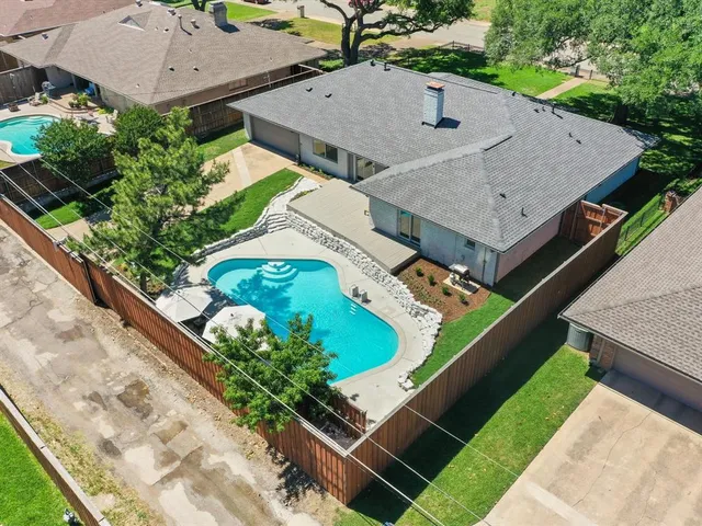 an aerial view of a house