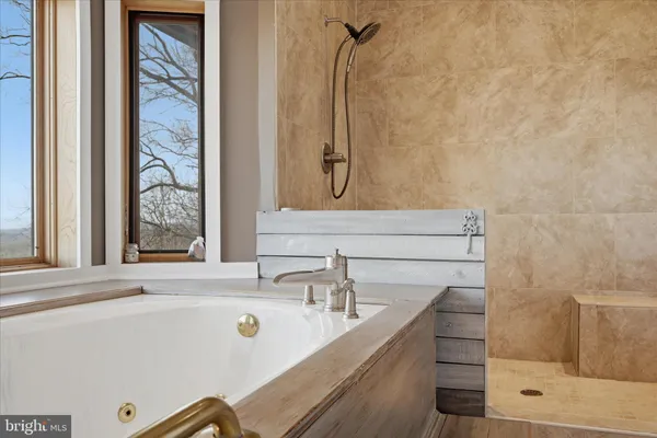 a view of a terrace with a bench