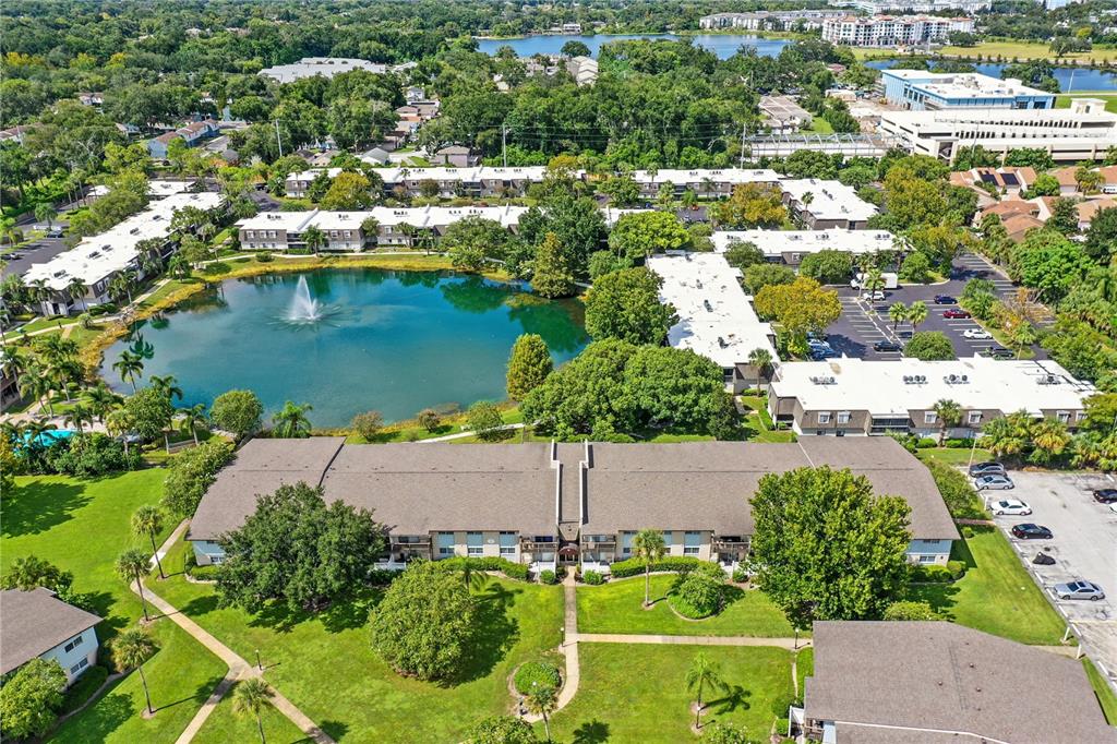 1695 Lee Road, Unit D113 Winter Park, FL 32789 - Photo 21 of 34 an aerial view of a house with a lake view