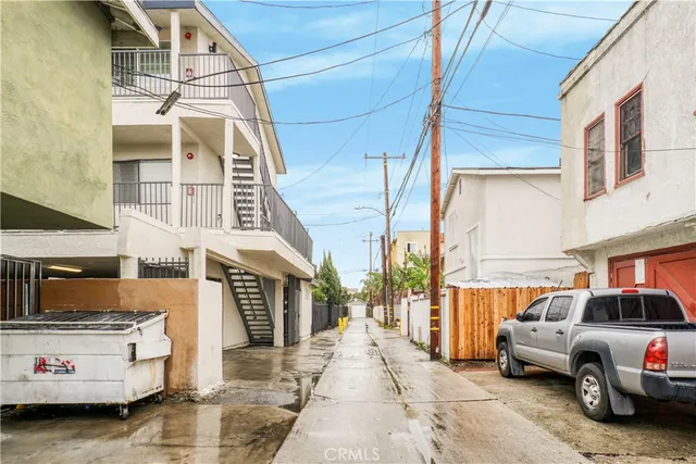 a view of a car park in front of building