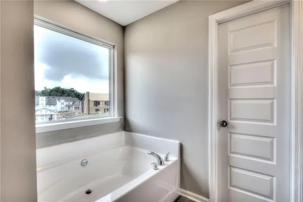 a bathroom with a bathtub