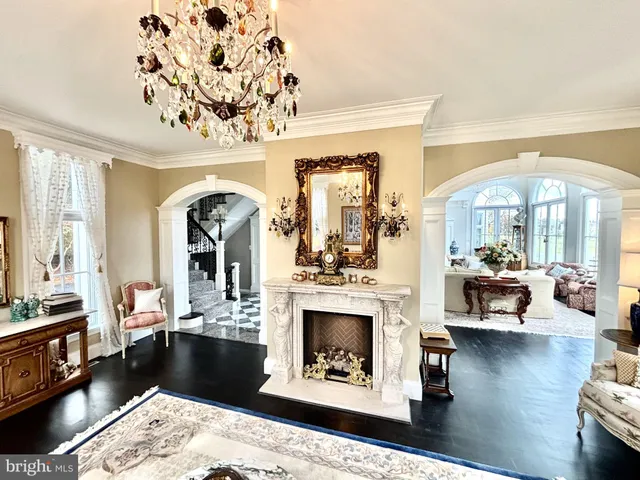 a view of grassy field with mountain