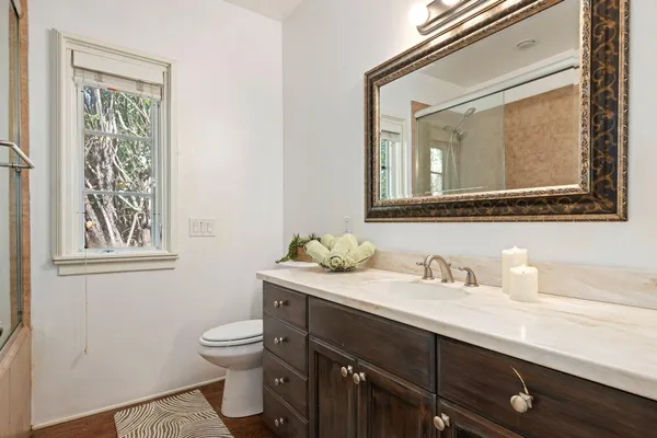 a bathroom with a bathtub