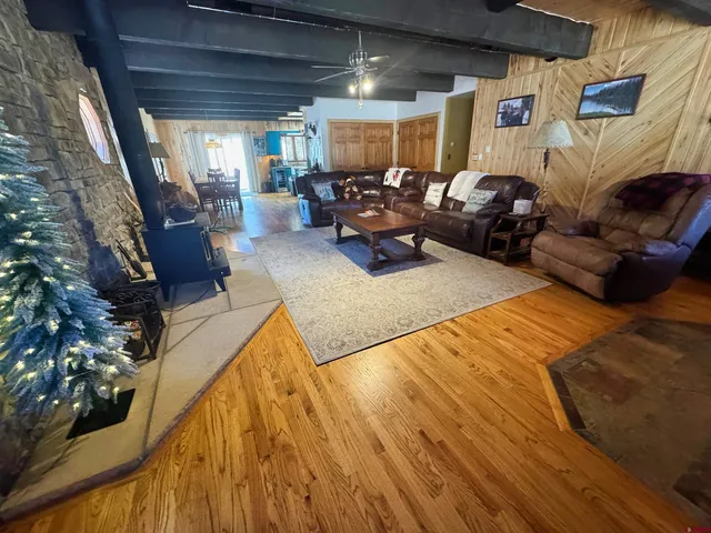 a living room with furniture