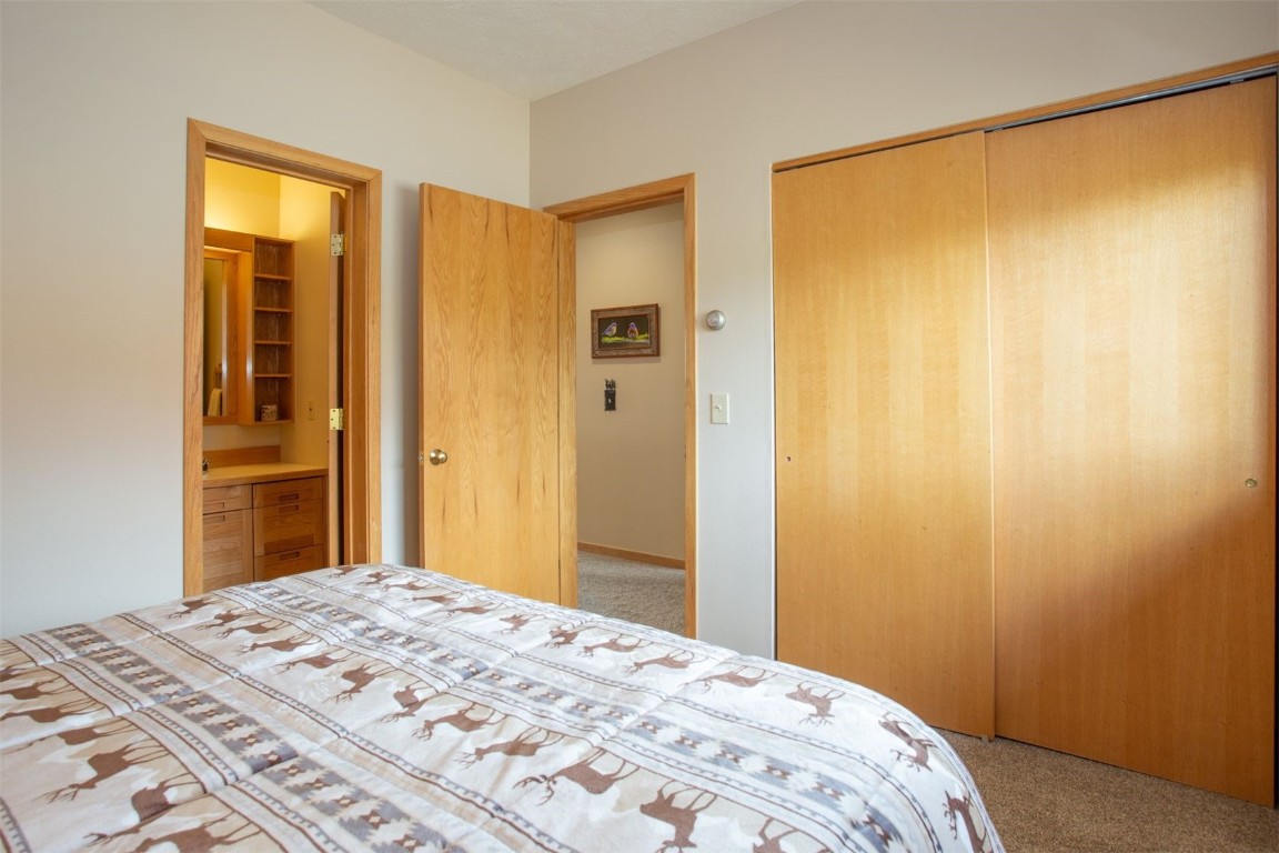 91400 Ryan Gulch Road, Unit 419 Silverthorne, CO 80498 - Photo 16 of 34 a bedroom with a bed and a mirror