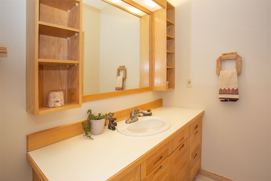 91400 Ryan Gulch Road, Unit 419 Silverthorne, CO 80498 - Photo 21 of 34 a bathroom with a sink and a mirror