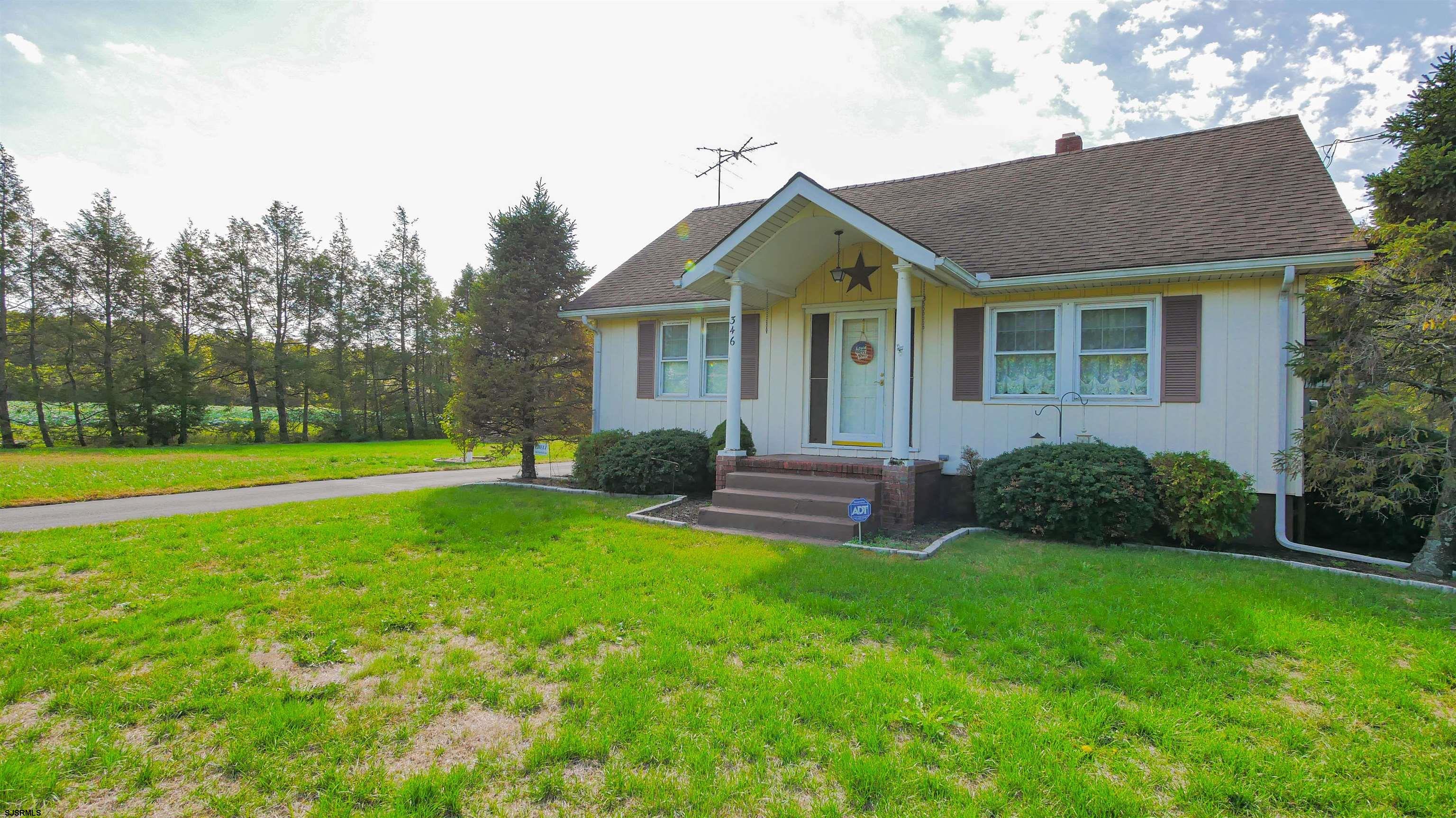 a view of a house with a yard and plants