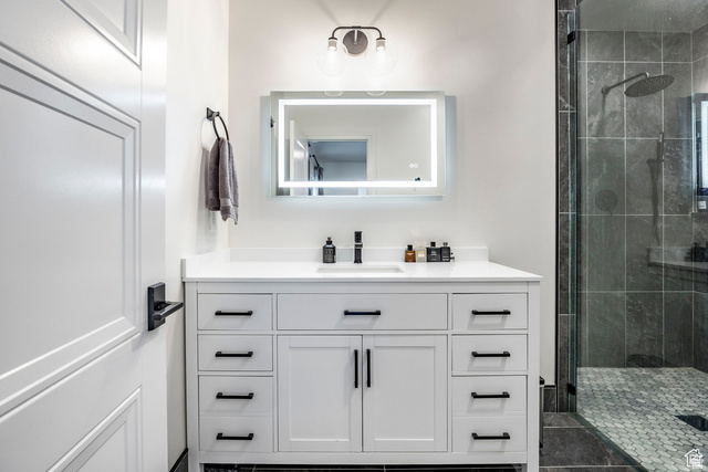 3247 South Mapleton Estates Drive Mapleton, UT 84664 - Photo 49 of 70 Bathroom with vanity and a shower stall
