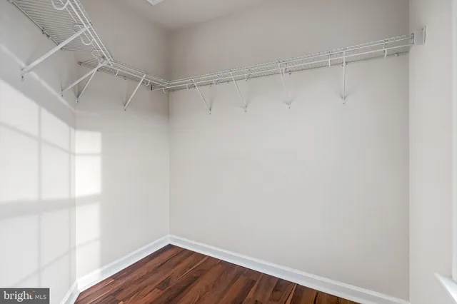 a view of an empty walk in closet