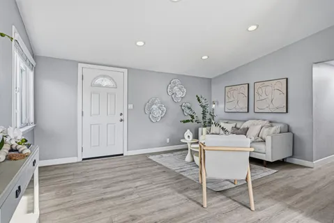 a living room with furniture