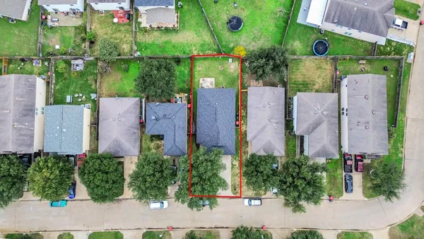 an aerial view of a house