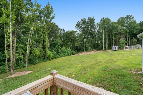 a backyard of a house with lots of green space