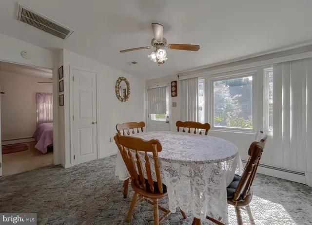 an outdoor space with furniture