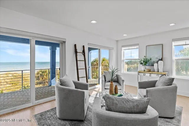 a view of a glass door with a from a window