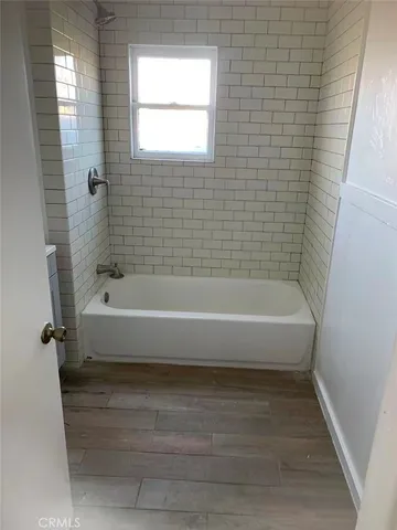 a bathroom with a bathtub