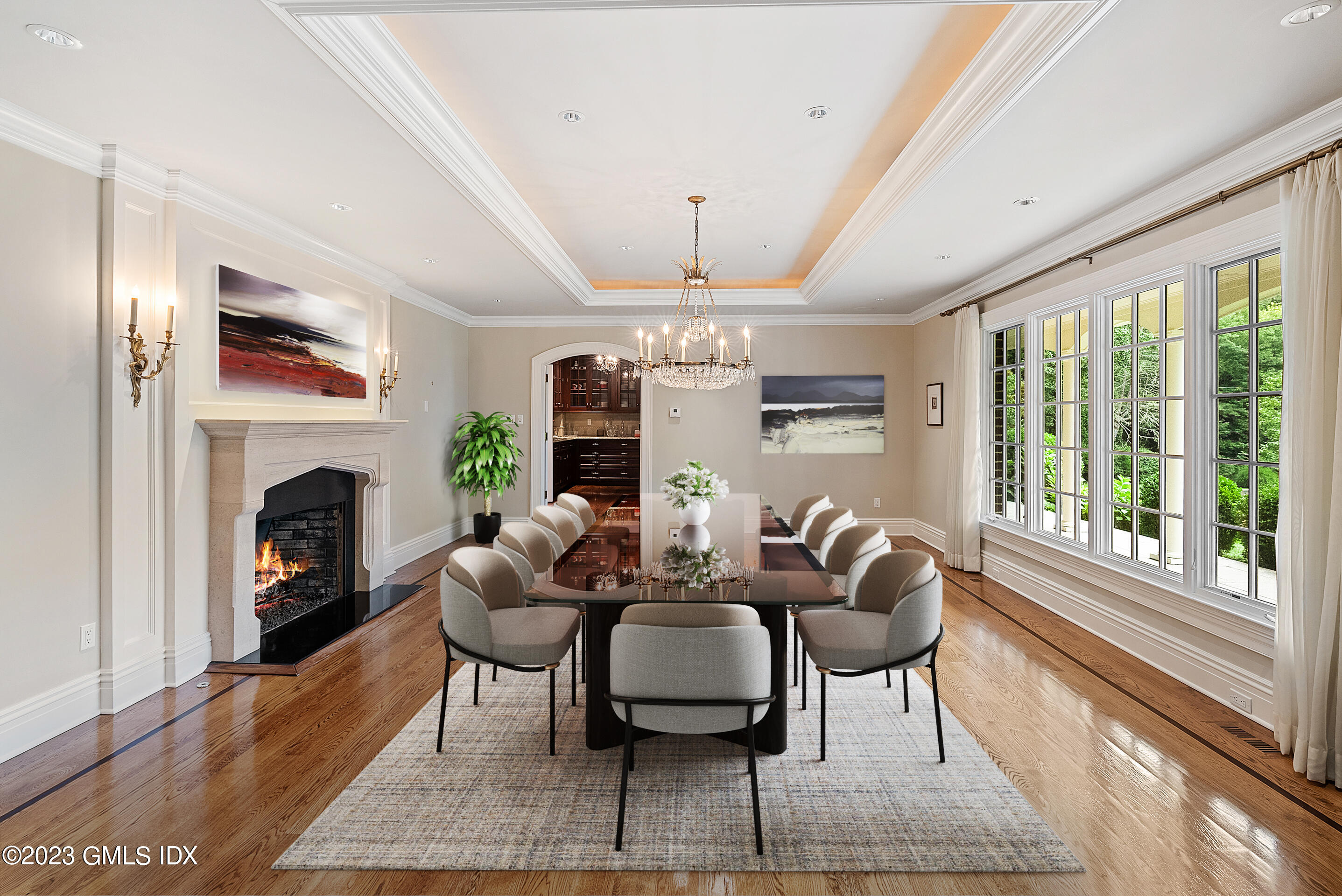 151 Clapboard Ridge Road Greenwich, CT 06831 - Photo 10 of 34 a living room with furniture a fireplace and a large window
