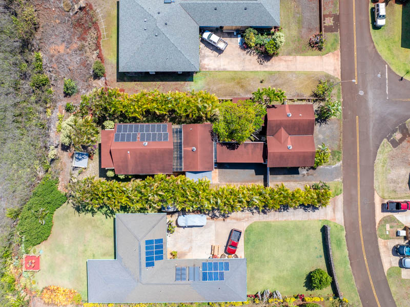 an aerial view of a house