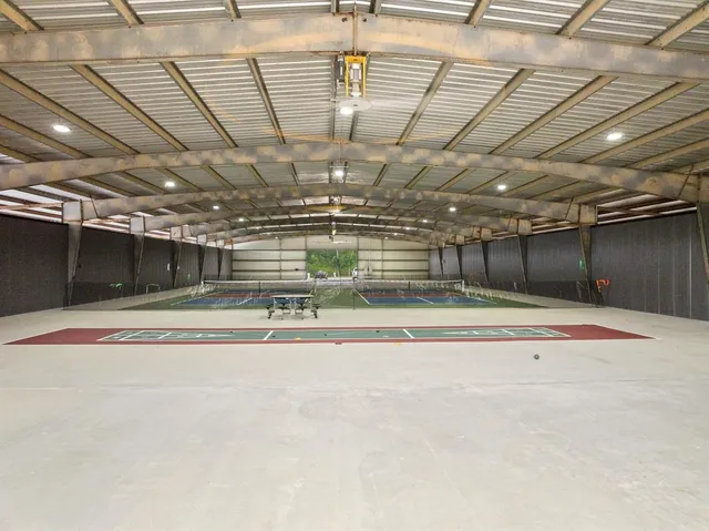 a view of a lake with city