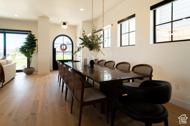 5366 Cyan Lane St. George, UT 84790 - Photo 7 of 39 Dining space with light wood-style floors and recessed lighting