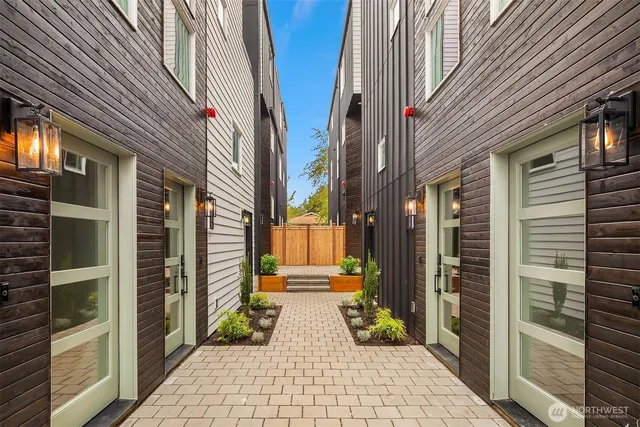 a view of a pathway both side of building