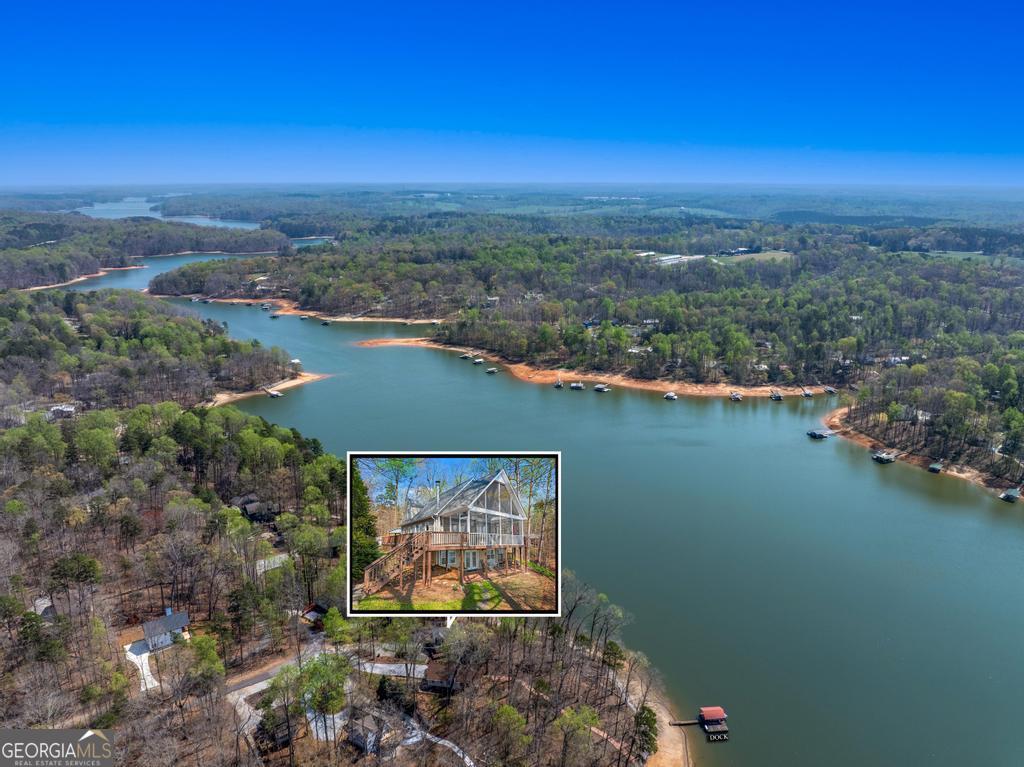 997 Rue Fluer De Lis Lavonia, GA 30553 - Photo 5 of 38 an aerial view of a house with a lake view