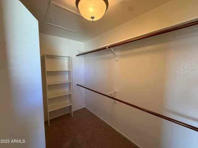 a view of an empty walk in closet