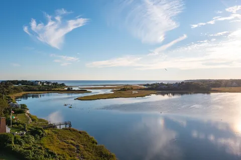 a view of an ocean and beach