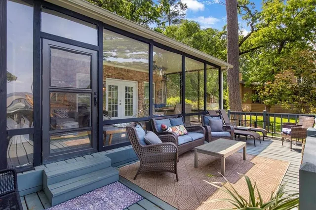 a building outdoor space with patio furniture