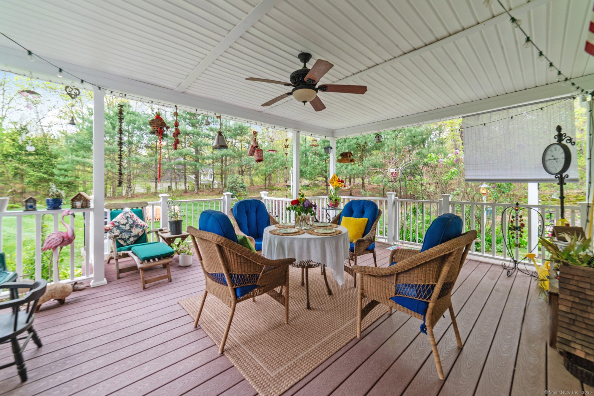 45 North Gate Road Woodbury, CT 06798 - Photo 31 of 40 a view of a patio with table and chairs potted plants with wooden floor and outer view
