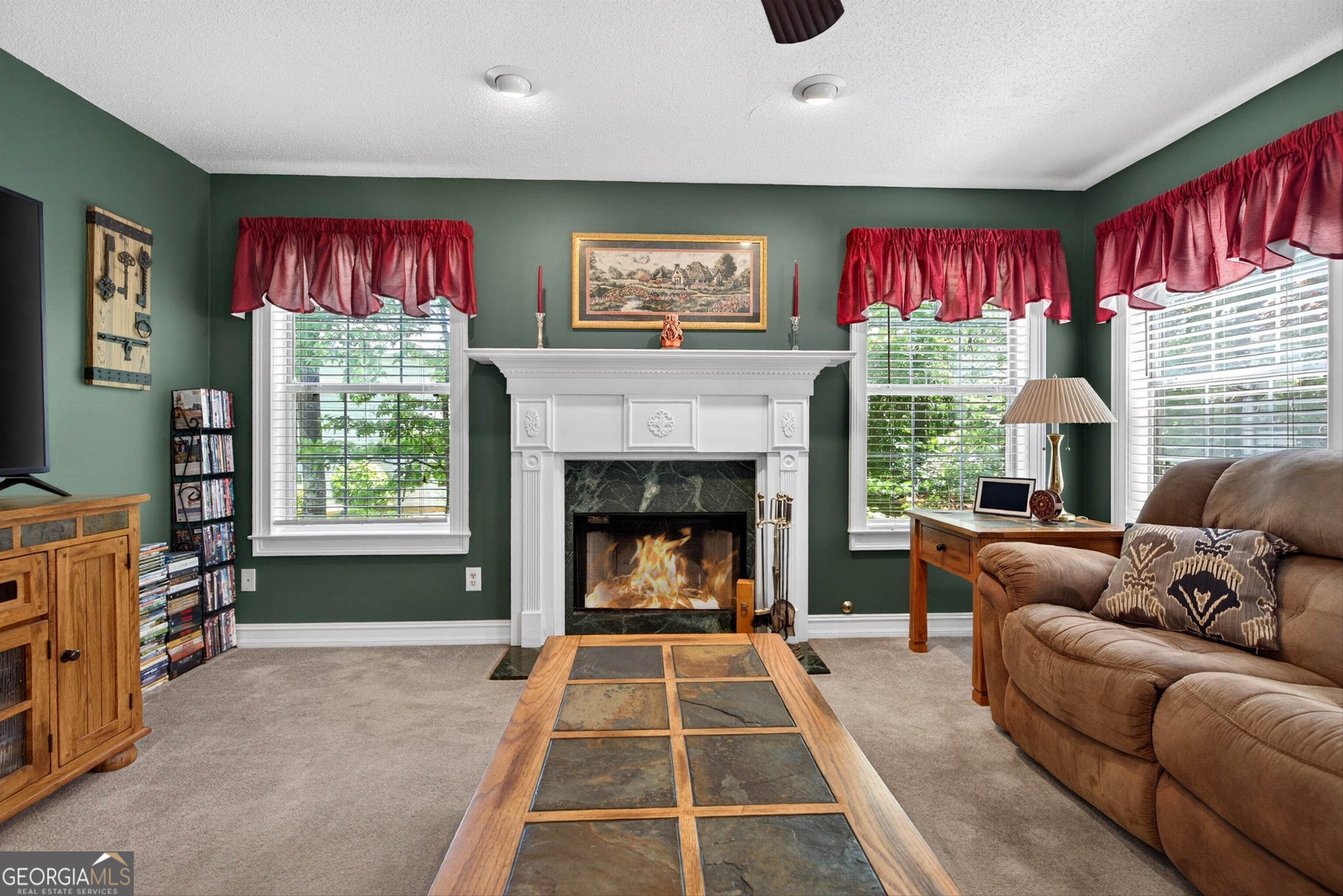 101 Emerald Lane Hampton, GA 30228 - Photo 13 of 72 a living room with furniture a window and a fireplace
