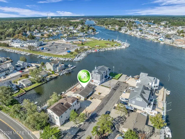 a view of a city with a lake