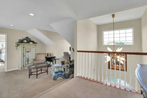 a view of a small space with a window