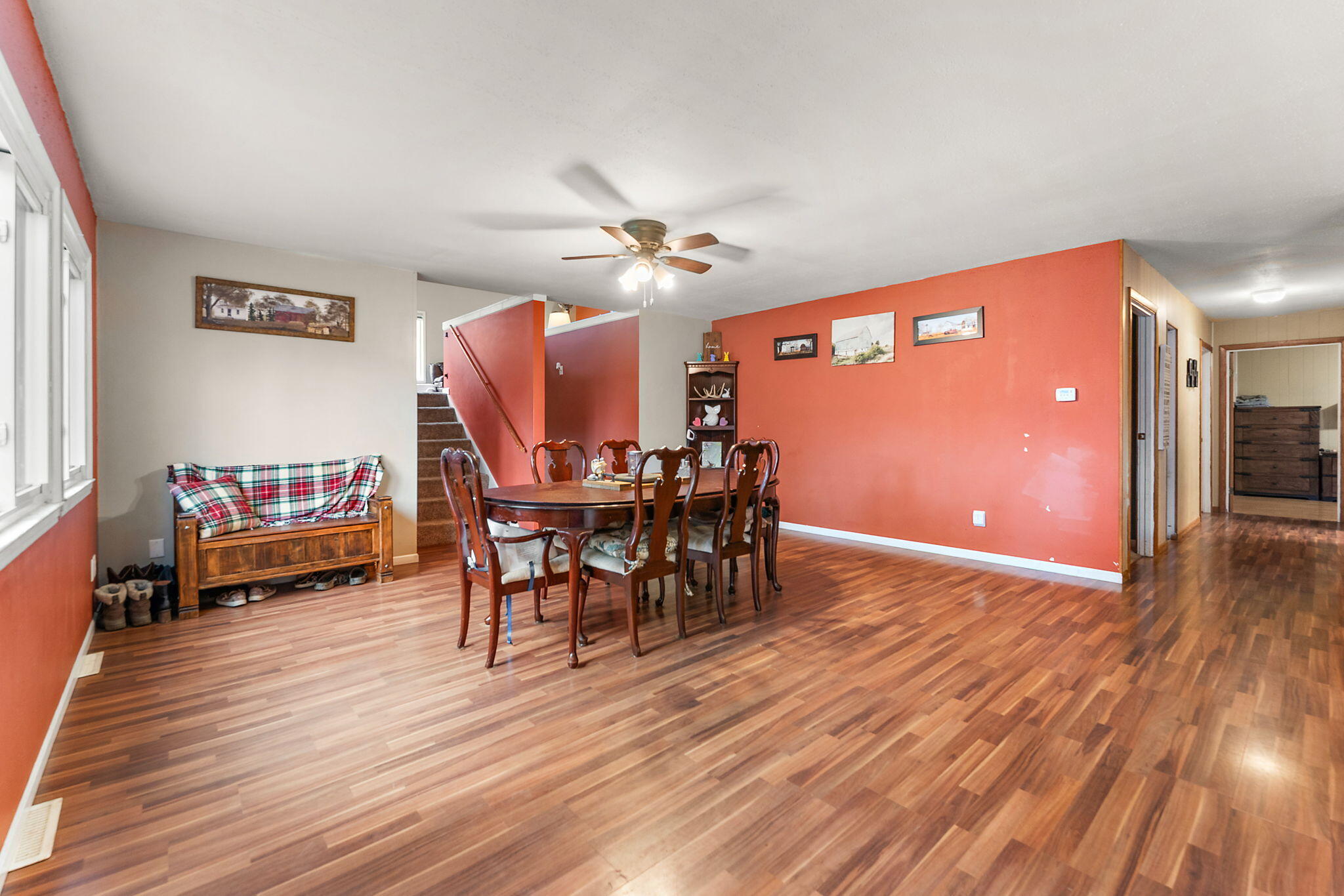 208 Stevenson Street Morocco, IN 47963 - Photo 11 of 31 a view of a dining room with furniture and wooden floor