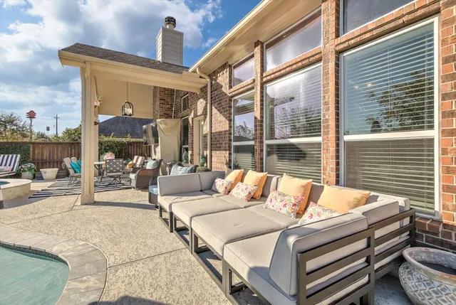 a outdoor living space with patio furniture