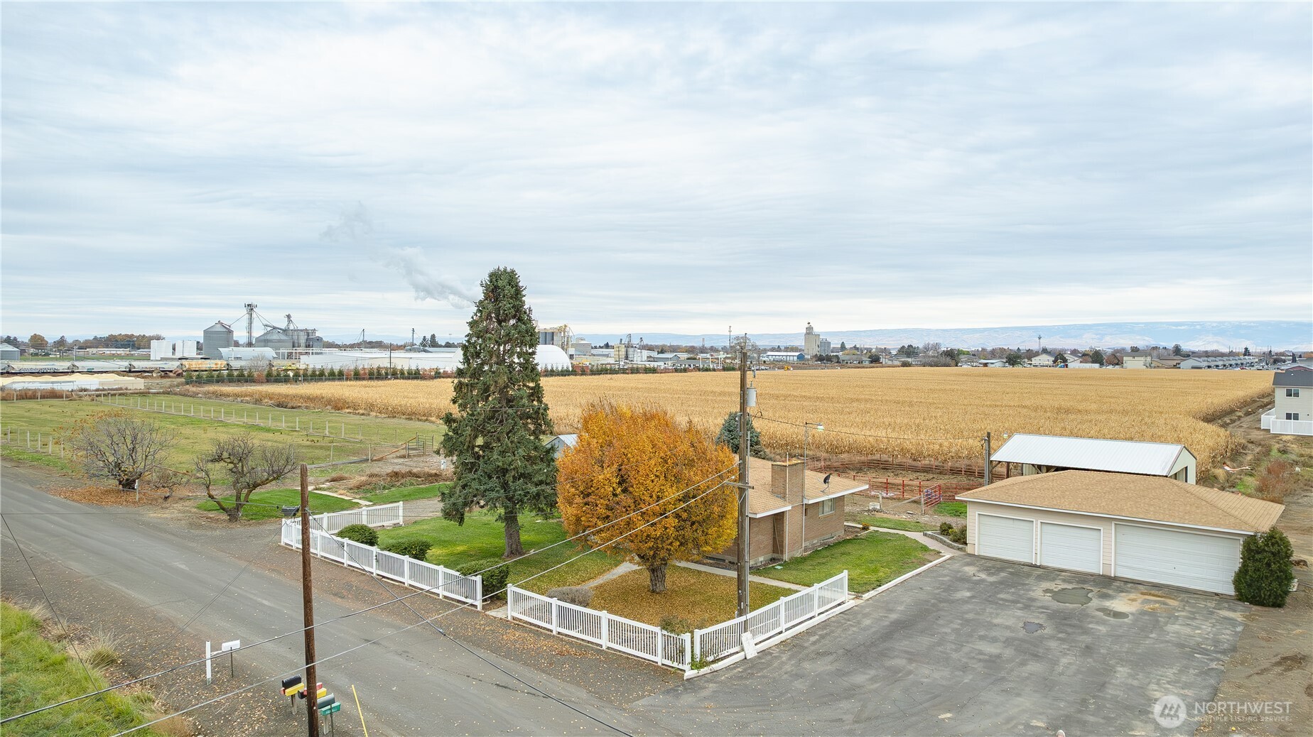 a view of a patio and ocean view