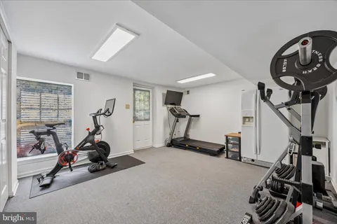 a view of a room with gym equipment