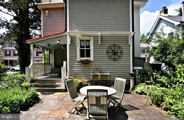 a view of a table and chairs in patio
