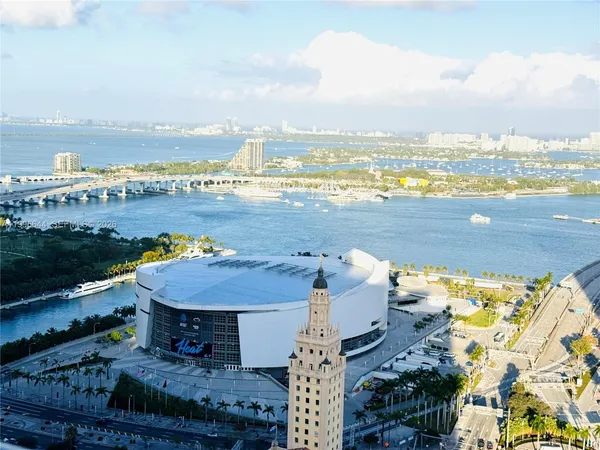 a city view with tall buildings