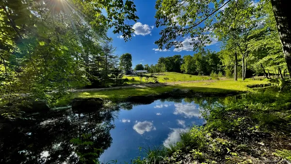a view of a lake with houses